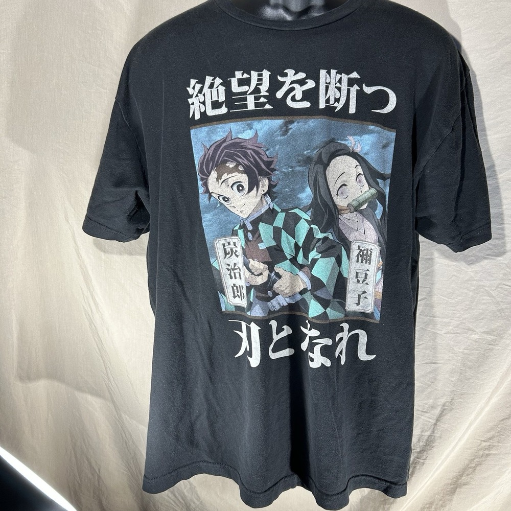 Demon Slayer Tanjiro & Nezuko Graphic T-Shirt Men's XL Black Anime